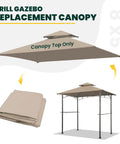 Grill Gazebo Replacement Canopy Roof For 5x8 Foot Outdoor BBQ Gazebo Top Cover Double Layer Weather Resistant Durable Polyester Fabric