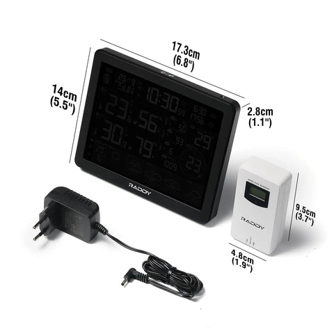 Smart Wi Fi Weather Station With App Control And 8 Inch Display Indoor Outdoor Thermometer Sunset Sunrise Time PM2.5 AQI UV Index Four Alarm Clock 2.4 GHz Wi Fi Compatible with power adapter and sensor