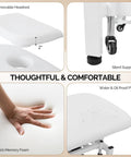OmySalon Pro Electric Lift Massage Table With Dual Motors For Facial Beauty Salon Spa Therapy removable headrest and thick memory foam cushion.