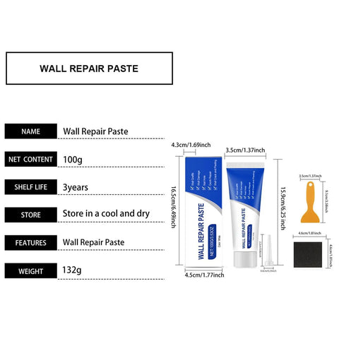 Product details for Fast No Mess Drywall Repair Kit For Holes And Cracks, Easy Putty Mending Paste For Walls, Doors And Surfaces.
