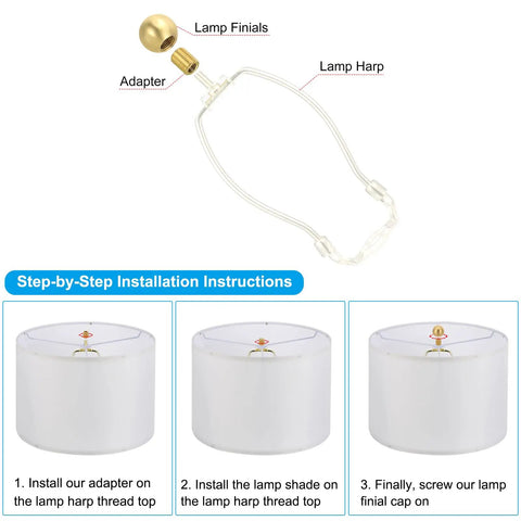 Brass Ball Lamp Finials Kit 17.5mm Solid Brass Shade Top Knob With Dual Thread 1 4 27 To M10 Adapter installation guide.