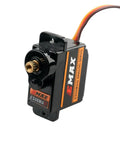 Close-up of ES08MA II 12g Mini Metal Geared Analog Servo for RC cars and helicopters with visible gearing and wiring