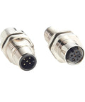 Pair Of M12 A Coded 5 Pin Male To Female Panel Mount Connector IP67 Shielded Bulkhead Feedthrough For Industrial Use