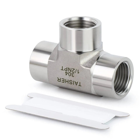 Forged 304 Stainless Steel Tee Pipe Fitting 1/2 Inch NPT Female Three Way Adapter With Three Openings For Branching Pipes