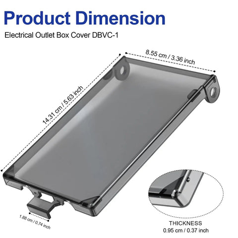 Slick Smoky Clear View Electrical Outlet Box Covers Type 3r Wet Location Enclosure 4 Pack dimensions showing size and thickness.