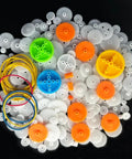 225 Piece Plastic Gear Set Kit For DIY Projects Built For Hobbyists And Makers including gears and rubber bands on display