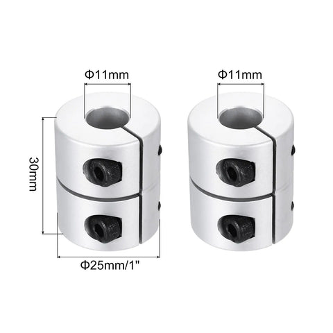 Aluminum Shaft Coupling 11mm To 11mm ID, 30mm Length Rigid Shaft Coupler Connector For Motors, 3D Printer DIY Robots, CNC Machine Tools, High Torque Transmission Tough As Nails, silver