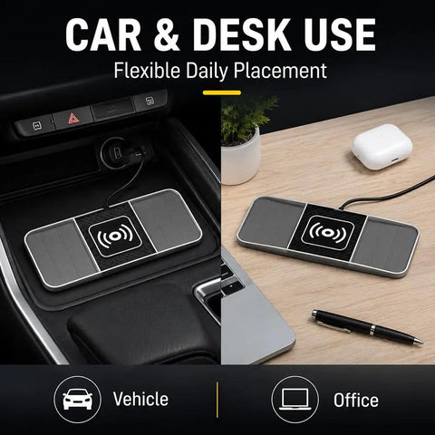 Slick Wireless Charging Pad For Chevrolet Blazer EV 2024 Through 2026 Serving Up 20W Fast Charge in vehicle and office use.
