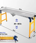 Heavy Duty Portable Welding Table And Folding Scaffolding Platform With Four Smooth Rollers, height adjustable 29-48 inches, 65x12 inches.