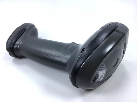 LI4278 Wireless Bluetooth Barcode Scanner With Docking Cradle And USB Cables For Retail And Warehouse Use Fast Scanning Long Battery Life Patent Pending Single Board Design displayed on a white background.