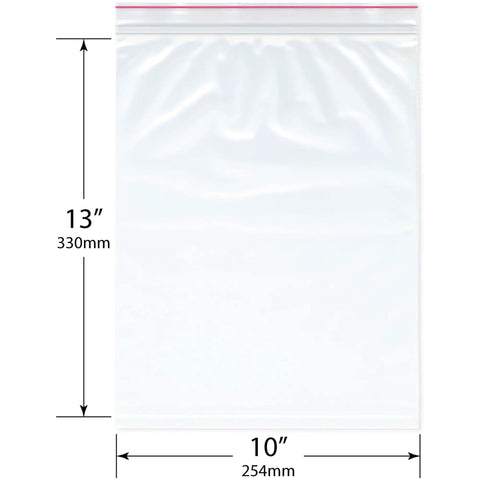 Red Line 10 By 13 Inch 4 Mil Zipper Reclosable Bags Clear Poly Storage Case Of 600 For Food Safe Organization Freezer Friendly Easy Seal Ideal For Kitchen Storage Pantry Organization Meal Prep And Travel 10x13 inch clear bag with red zipper, size marked 13 x 10