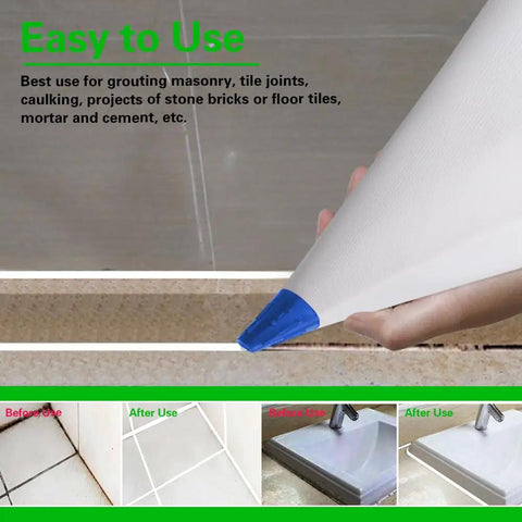 Hand using Three Pack Tile Grout Masonry Mortar Bags 12x24 Inch Heavy Duty Tear Resistant Puncture Tip for tile grouting