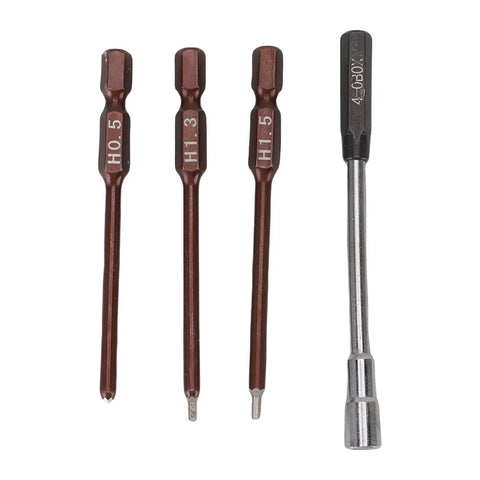 Get A Solid Four In One Rc Hex Key Set With Aluminum Steel Bits For Drones And Rc Cars To Make Quick Work Of Tweaks And Fixes No Hassle Required, 4-bit set