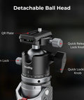 Carbon Fiber Camera Monopod With One Touch Height Adjustment And 5kg Payload Ball Head 65.6 Inch Reach close-up on ball head