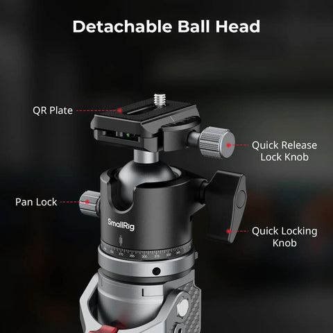 Carbon Fiber Camera Monopod With One Touch Height Adjustment And 5kg Payload Ball Head 65.6 Inch Reach close-up on ball head