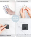 Installation process of Heavy Duty Shower Wall Adhesive Hooks 304 Stainless Steel Matte Black Waterproof Stick On Mounts