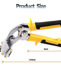 3 Inch Hand Seamer For Sheet Metal Heavy Duty Bender And Flattener Pliers With Curved Jaws Anti Slip Handles displayed dimensions