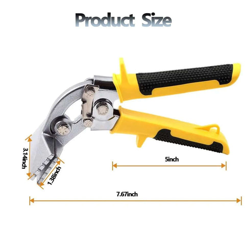 3 Inch Hand Seamer For Sheet Metal Heavy Duty Bender And Flattener Pliers With Curved Jaws Anti Slip Handles displayed dimensions