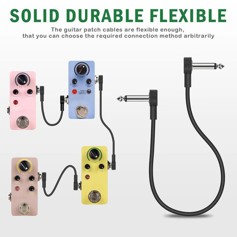 Three Foot Guitar Patch Cables With Quarter Inch TS Right Angle for effects pedals with flexible design and durable build