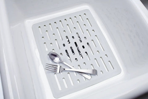 Enhanced Microbal Sink Mat Small White Kitchen Protector Cushions Breakable Dishes Keeps Sink Dry With Raised Feet And Keeps Beneath Space Clean Durable Non Slip Design Prevents Slips While Keeping Items Safe