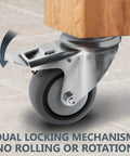 3 Inch Threaded Stem Caster Wheels, Set Of 4 With Brake, Dual Locking TPR Rubber Casters, heavy duty focus on brake mechanism