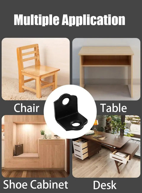 Built Tough As Nails 50 Pack Heavy Duty 90 Degree Corner Braces 0.75 Inch L Bracket Metal Furniture Connectors For Wood Cabinets Beds Drawers With Screws Ready Fast on chair, table, and shoe cabinet.