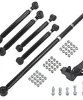 Dodge Ram Adjustable Front Upper And Lower Control Arms Kit For Bolt On 1 To 6 Inch Lift And Adjustable Panhard Track Bar For 0 To 4 Inch Lift 1994 2002 4WD Off Road Upgrade, black steel arms and hardware
