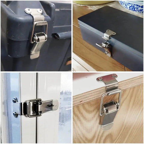 74mm Stainless Steel Tool Box Hood Locks Latches Set With Spring Loaded Toggles Clasp Buckles Hasps installed on cases