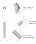 Close-up of stainless steel pineapple eye peeler and remover set with steel handles, highlighting durability and handle design.