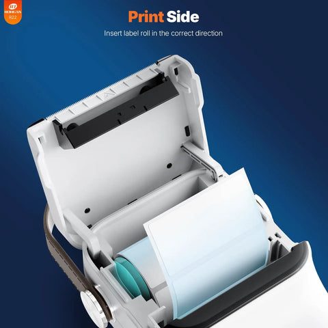 Portable Bluetooth Thermal Label Printer With Included Tape Inkless Sticker Maker For Home Organization and Small Business, label roll compartment view.
