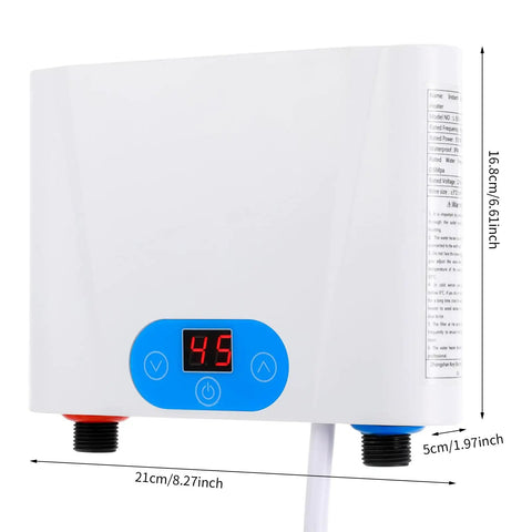 Ace Wall Mounted Tankless Water Heater Delivers Instant Hot Water With 220Volt 5Point5Kilowatt Fast Heating For Kitchen And Bathroom featuring compact design and digital display.
