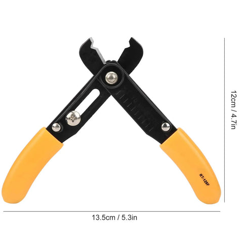 Heavy Duty Adjustable Wire Stripper And Mini Cutter Pliers For 0.5 To 4.0 Mm Wired Gear with yellow handles and precision blades.