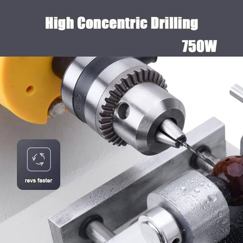 All In One Jewelry Polisher And Bench Grinder For DIY Lapidary Projects showing high concentric drilling, 750W motor in action
