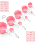 Stackable Measuring Cups And Spoons Set 10 Piece With Stainless Steel Handles Pink Kitchen Gear For Cooking And Baking