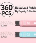 Pastel Mechanical Pencil Set With Six Pencils 0.5 And 0.7 Millimeter Lead Plus 360 HB Lead Refills Erasers And Eraser Refills