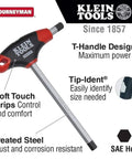 Journeyman T Handle Hex Key 3/16 Inch, 9 Inch Length With Soft Touch Grips For Total Control, Blade Through Handle For High Torque