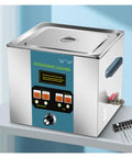 Heavy Duty 11 Liter Ultrasonic Cleaner Featuring 40 80 And 120 Khz Transducers For Vinyl Records Stainless Steel Basin in use.