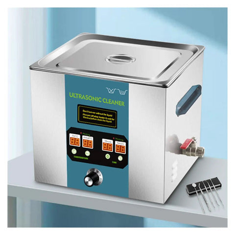 Heavy Duty 11 Liter Ultrasonic Cleaner Featuring 40 80 And 120 Khz Transducers For Vinyl Records Stainless Steel Basin in use.