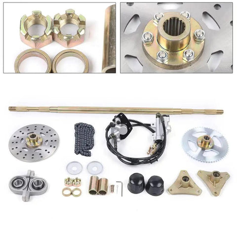 Rear Live Axle Kit With Sprocket And Hub Brake Assembly for Go Karts Drift Trikes and ATVs including T8F 58T chain