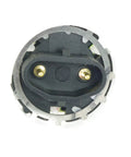Fresh Coolant Reservoir Tank For Ford F Series 1987 To 1997 With Cap top view showing dual metal contacts and black plastic housing.