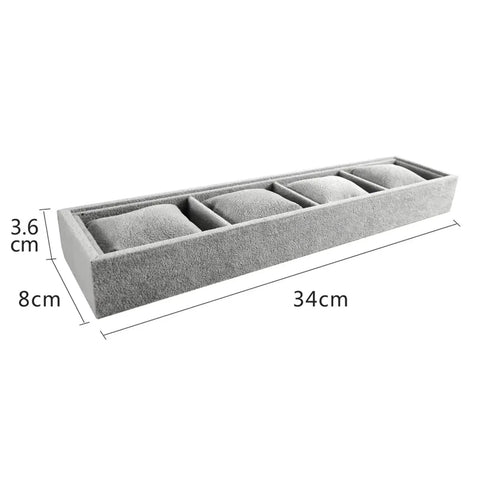 Two Pack Four Compartment Jewelry Organizer Tray In Grey Velvet With Soft Foam Bases That Keep Watches And Bracelets Secure Slick Display Holder To Store Your Dope Collection Crisp And Scratch Free.