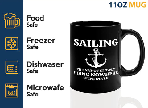 11oz Black Sailor Themed Coffee Mug For Boaters And Boat Captains Funny Lake Gift Sailor Gifts For Sailors Sea Lovers Drinkware