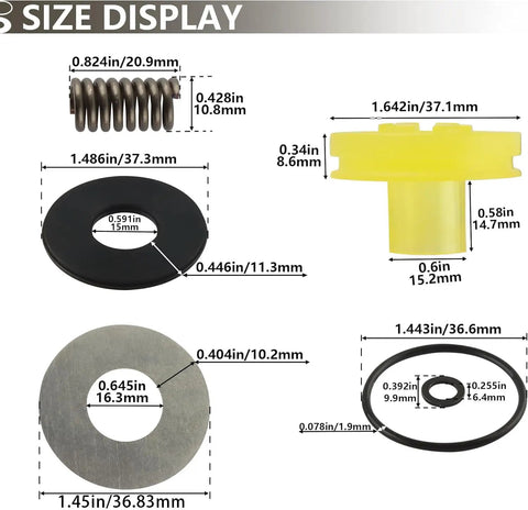 Head Valve Kit Replacement For 18 Gauge Brad Nailer And Pneumatic Tools components with sizing details
