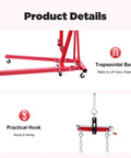 No Sweat Heavy Duty Folding Hydraulic Engine Hoist And Cherry Picker Shop Crane with trapezoidal base and strong practical hook.