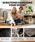 Two people with Easy Wood Repair Kit For Floors And Furniture Instant Scratch Remover in a living room with wooden surfaces.