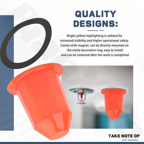 Kickass Magnetic Fire Sprinkler Covers 30 Pack Orange ceiling head guard with a magnet, easy to install and remove.