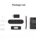 Smart Biometric Cabinet Lock With Fingerprint Password And USB Key package contents with screws and lock components.