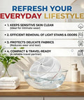 Straight Up Portable Mini Washing Machine With Ultrasonic Turbo Action And Grip Tight Suction Cups For No Sweat Laundry Care In College Dorms Or Camper Vans USB Powered in a bowl with clean water and towels.