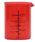 Red beaker from Beaker And Flask Shot Glass Set 4 Piece Plastic Lab Style Drinkware With Yellow Erlenmeyer And Blue Round Bottom Flasks And Two Beakers For Science Party Vibe And Mixologist Fun