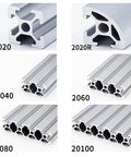 Heavy Duty T-Slot V-Type Aluminum Profile Groove For Industrial And Home Projects with sizes 2020, 2040, 2060, 2080, 20100.